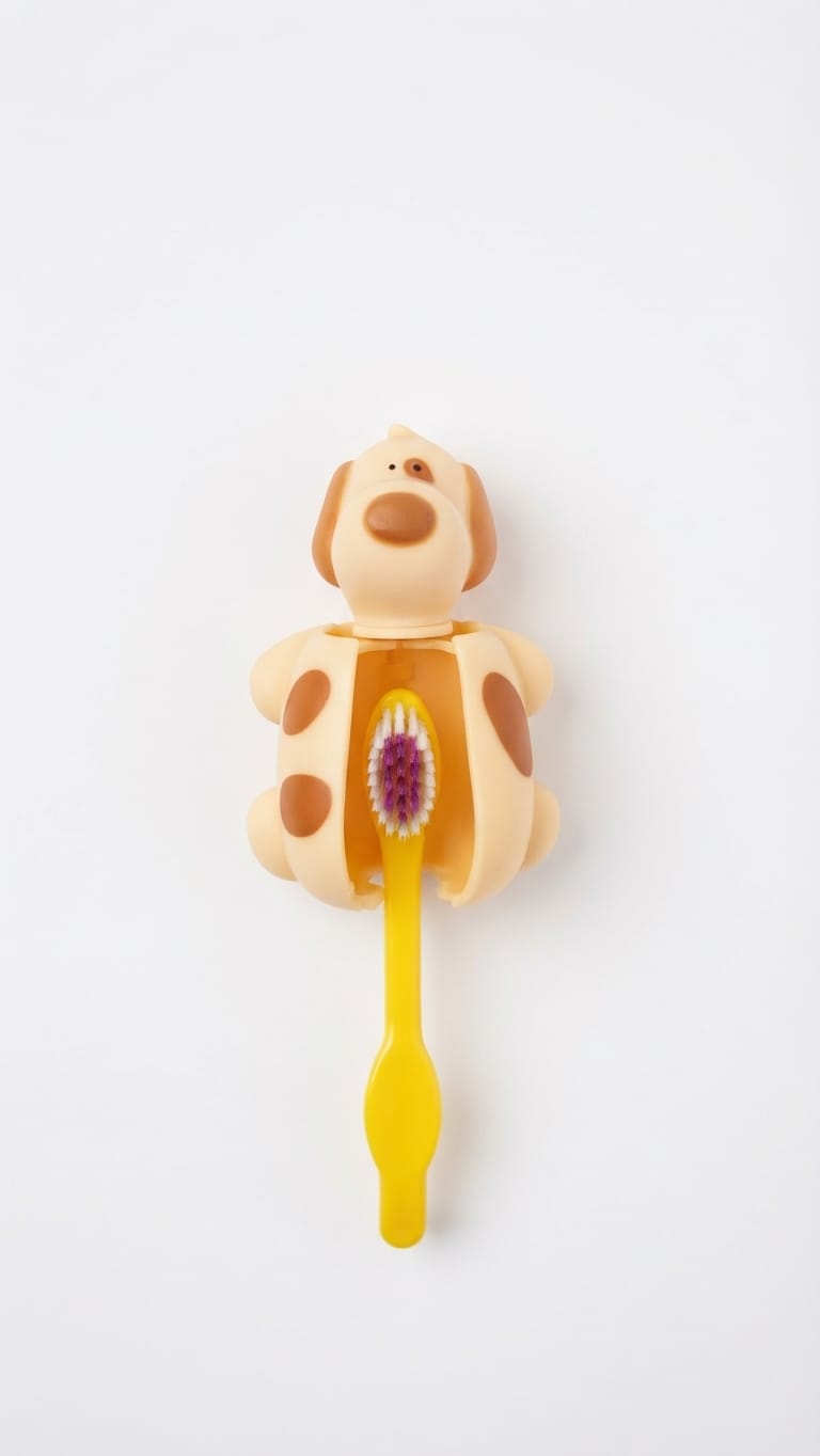 Funny animal-shaped toothbrush holder by Miradent, featuring a playful design for holding toothbrushes on bathroom counters.