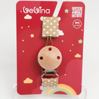 Pacifier Clip (Fabric & Wood) - Bebina