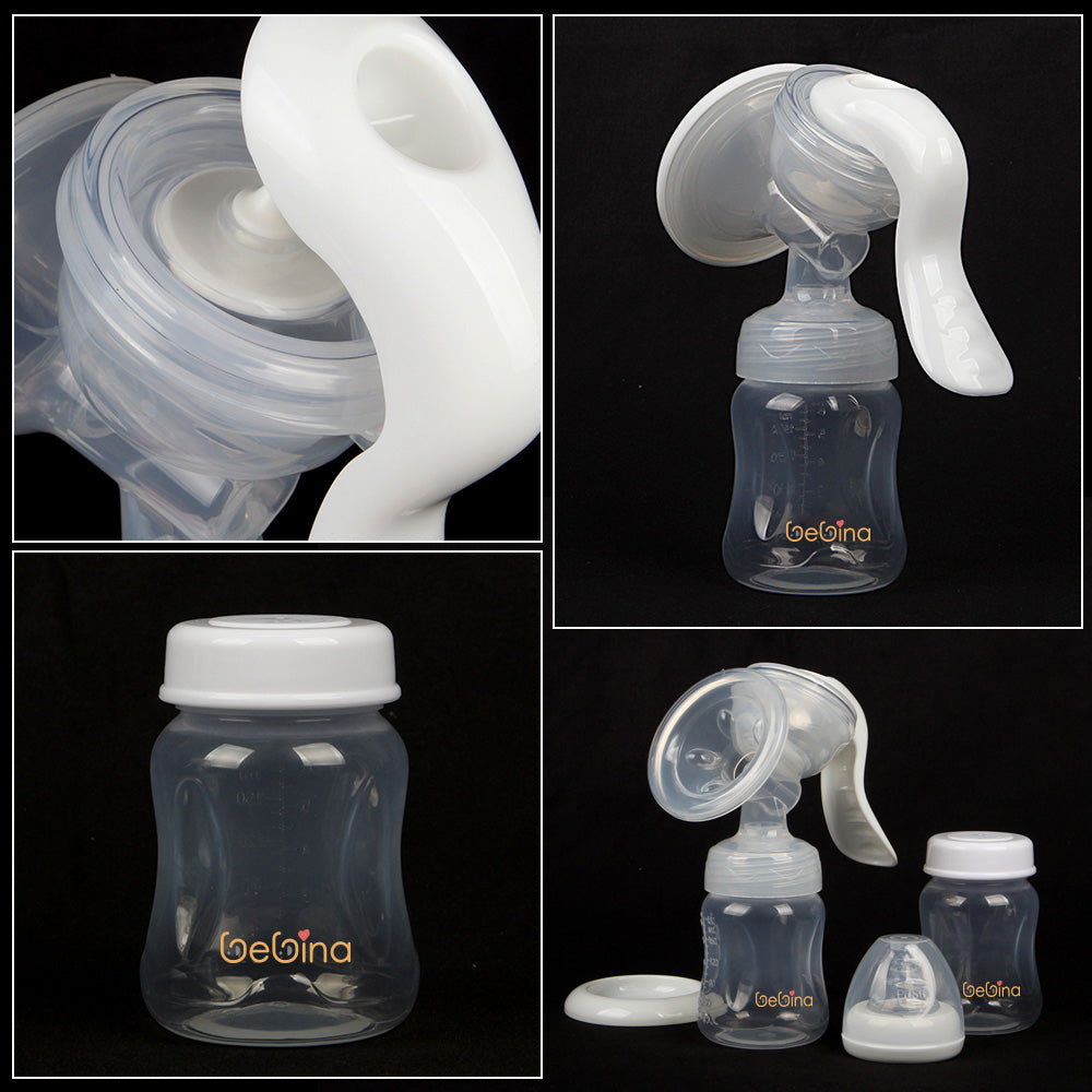 Manual Breast Pump with 2 bottles, one pacifier and one cover - Bebina