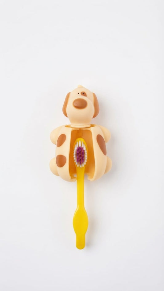 Funny animal-shaped toothbrush holder by Miradent, featuring a playful design for holding toothbrushes on bathroom counters.